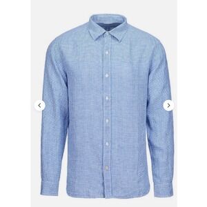 SMWS Amalfi Gingham Linen‎ Shirt Mens Ensign Blue Medium New With Tags